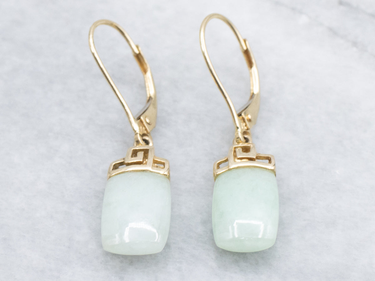 Yellow Gold Jadeite Drop Earrings