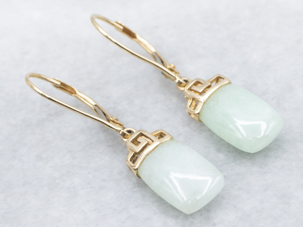 Yellow Gold Jadeite Drop Earrings
