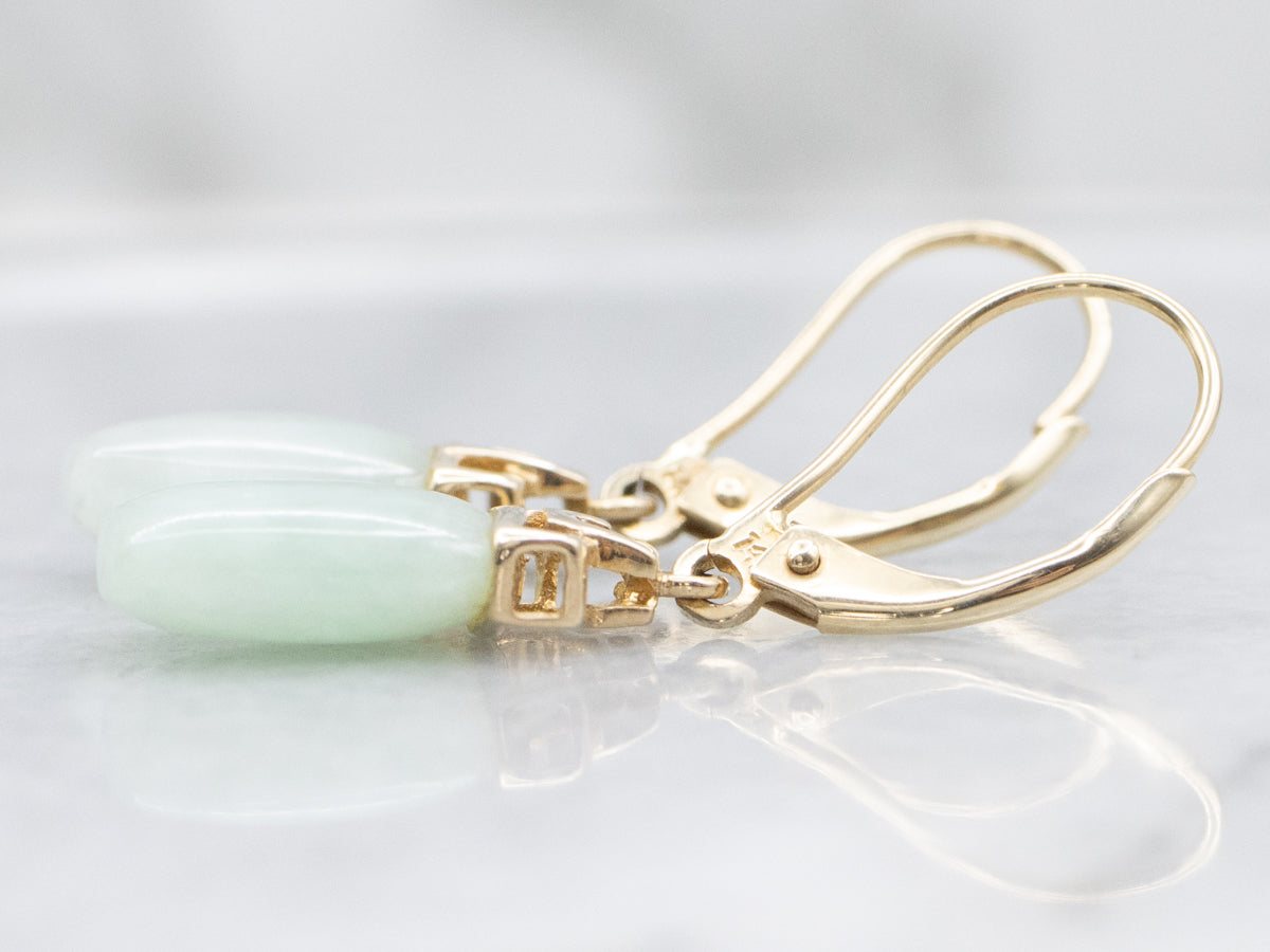 Yellow Gold Jadeite Drop Earrings