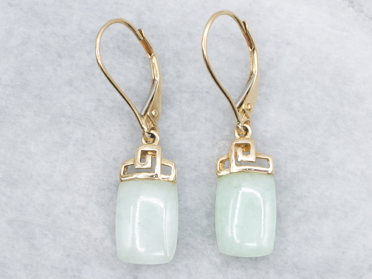 Yellow Gold Jadeite Drop Earrings