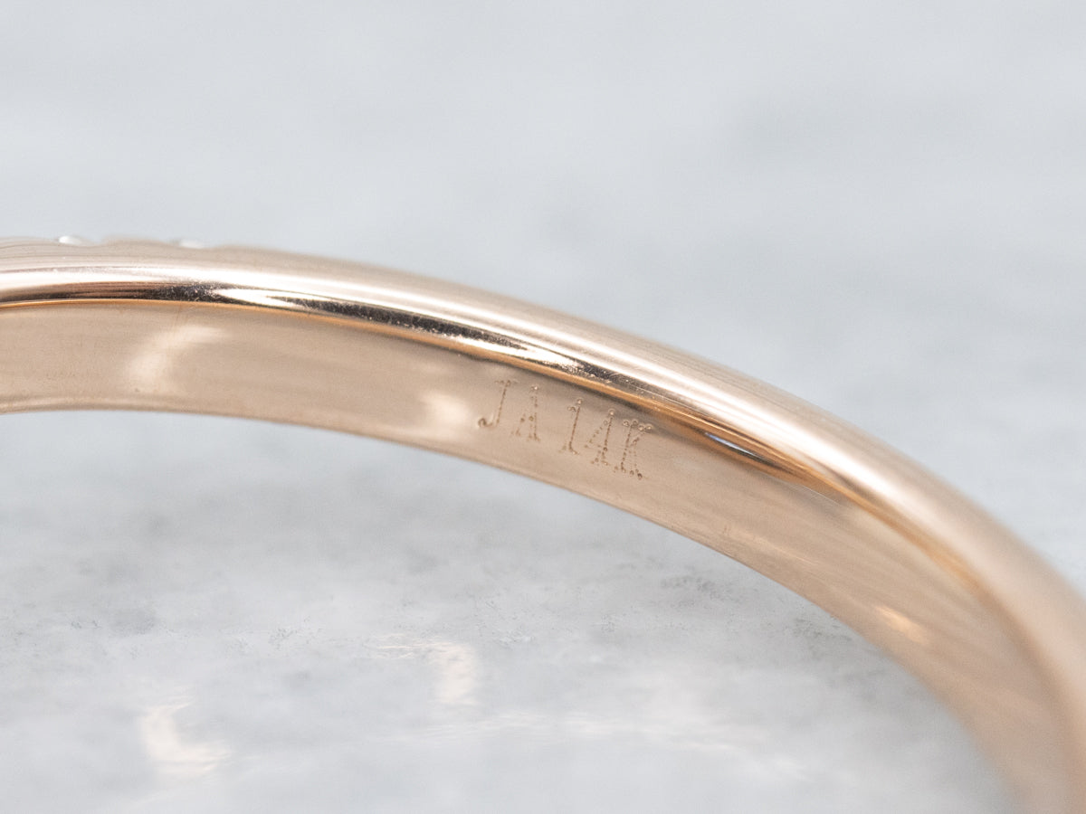 Blue-Spinel and Diamond Modern Halo Rose Gold Ring