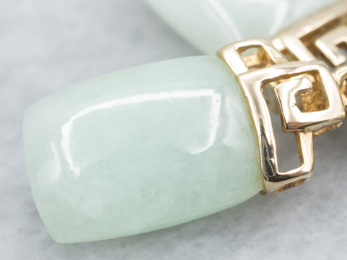 Yellow Gold Jadeite Drop Earrings