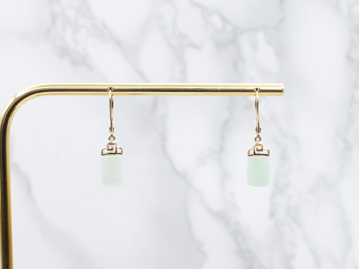 Yellow Gold Jadeite Drop Earrings