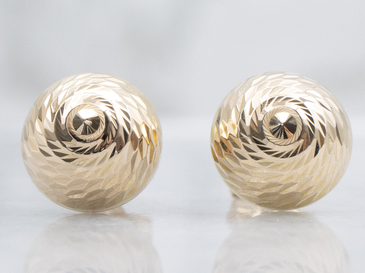 Vintage Gold Faceted Dome Stud Earrings