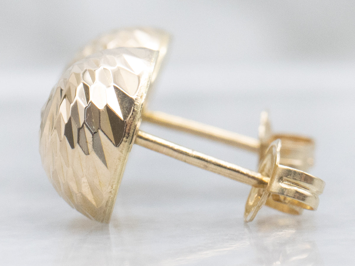 Vintage Gold Faceted Dome Stud Earrings