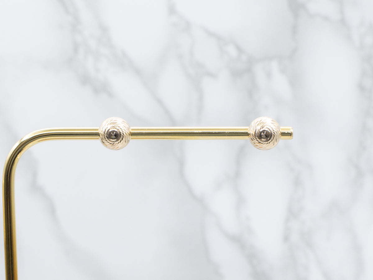 Vintage Gold Faceted Dome Stud Earrings