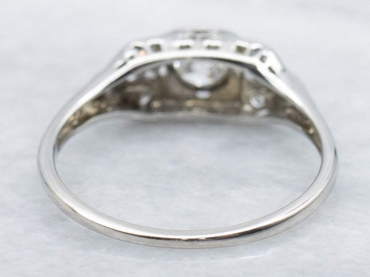 1930s Old European Cut Diamond White Gold Engagement Ring