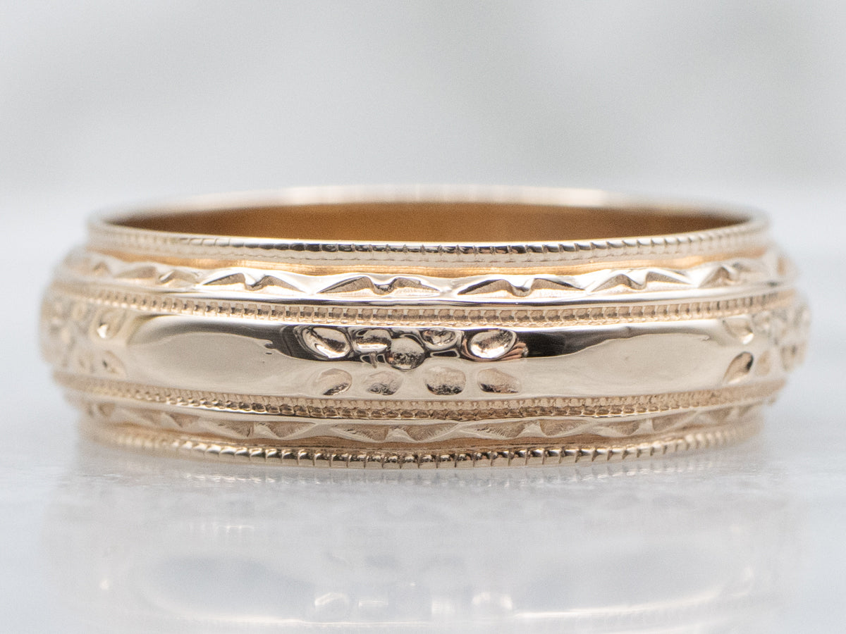 Vintage Yellow Gold Patterned Band