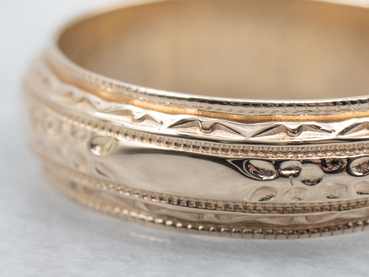Vintage Yellow Gold Patterned Band