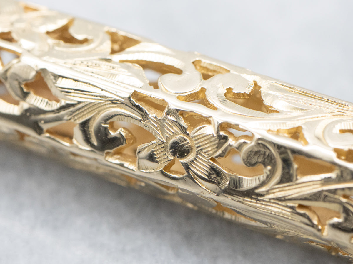 Yellow Gold and Black Enamel Hawaiian Heirloom Tube Pendant