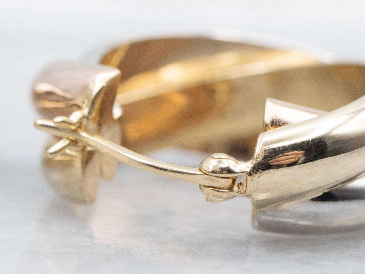 Tri-Color Gold Twisting Hoop Earrings