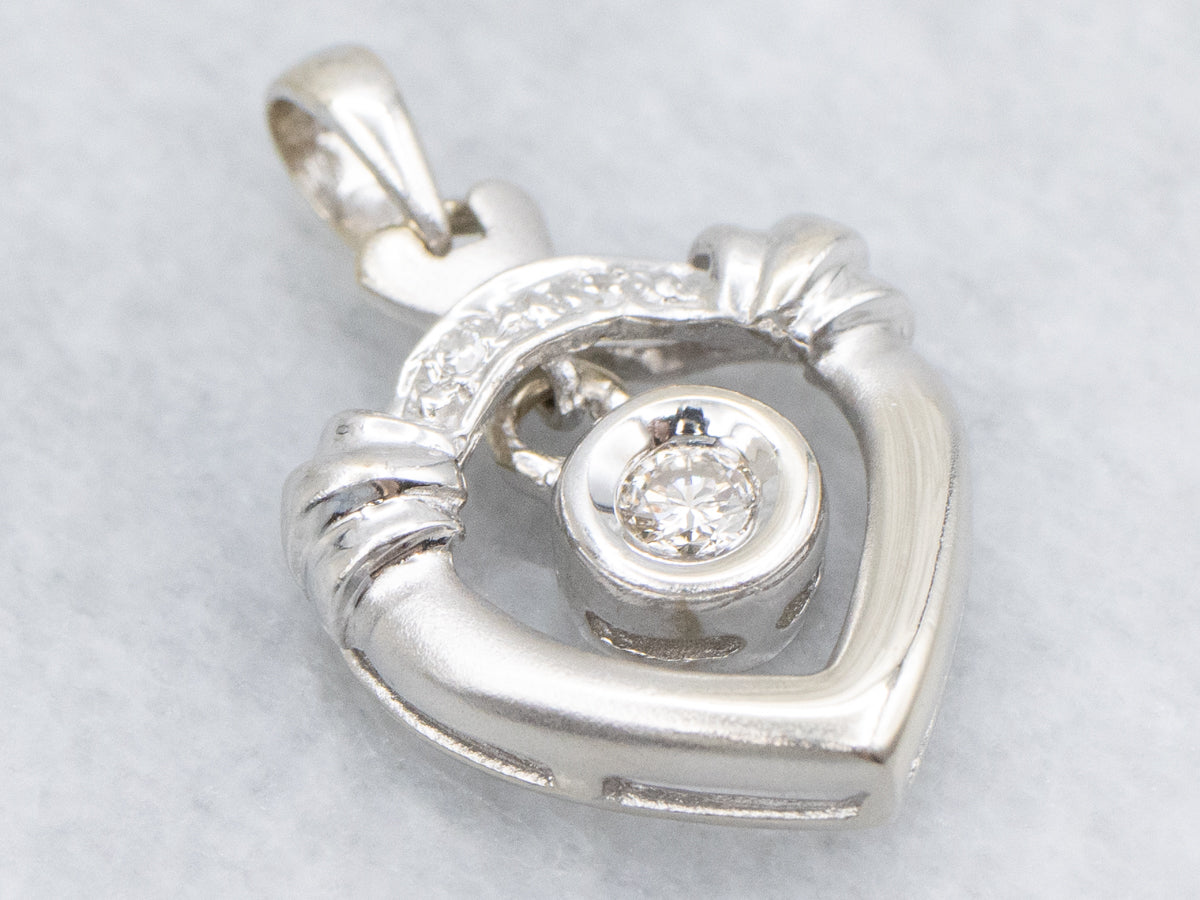 Bezel-Set Diamond White Gold Drop Pendant