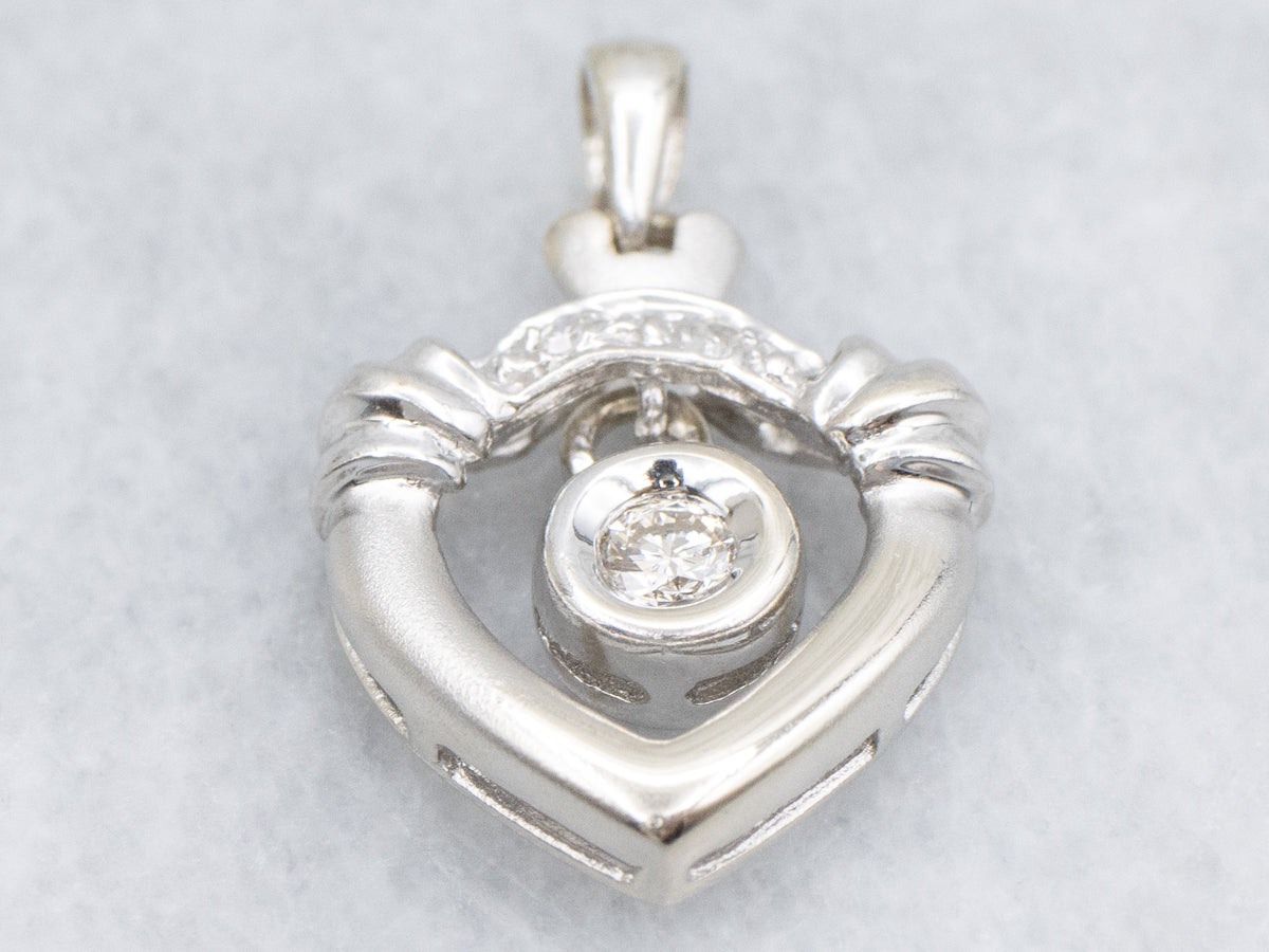 Bezel-Set Diamond White Gold Drop Pendant