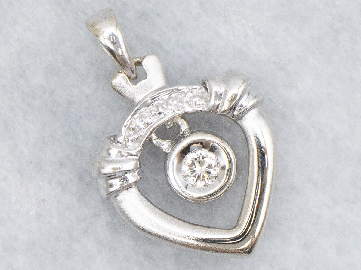 Bezel-Set Diamond White Gold Drop Pendant