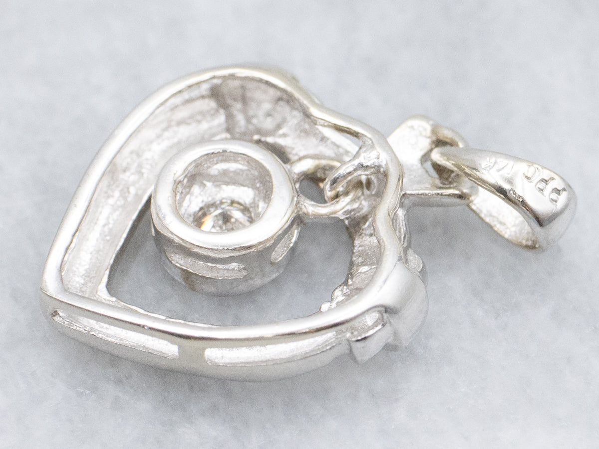 Bezel-Set Diamond White Gold Drop Pendant