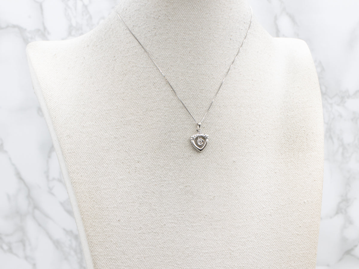 Bezel-Set Diamond White Gold Drop Pendant