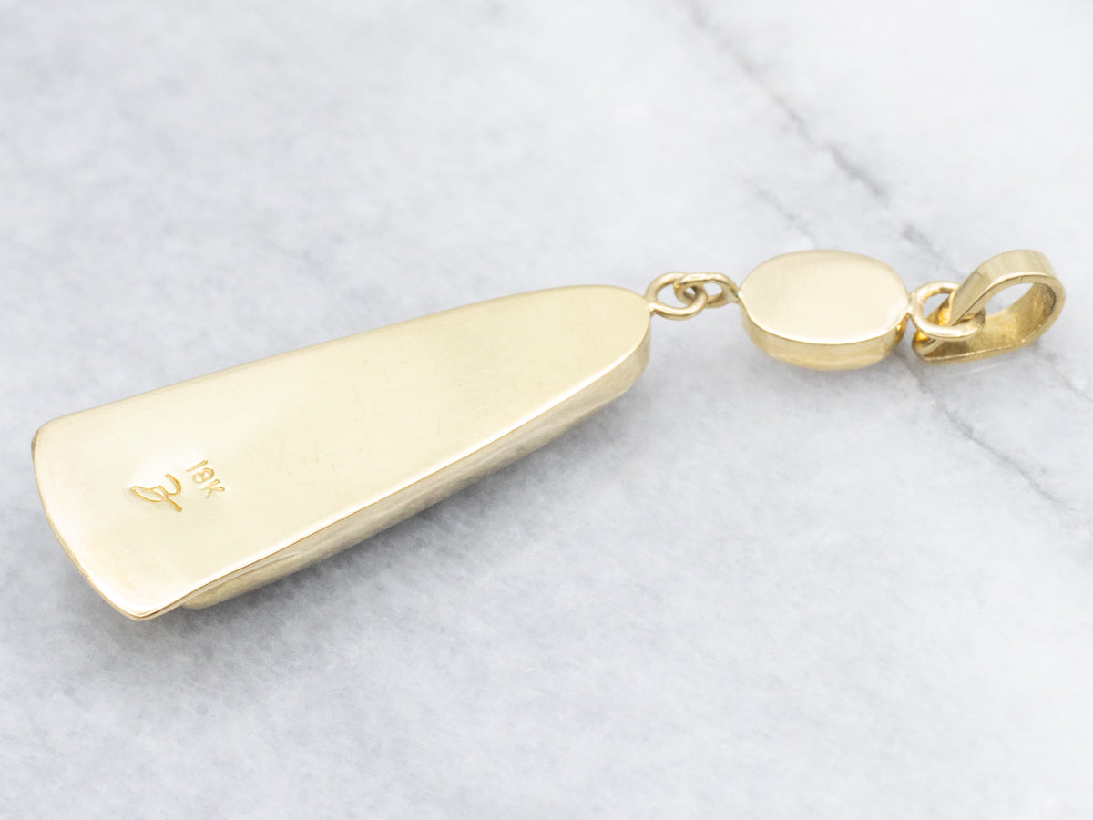 18-Karat Gold Jasper and Garnet Cabochon Drop Pendant