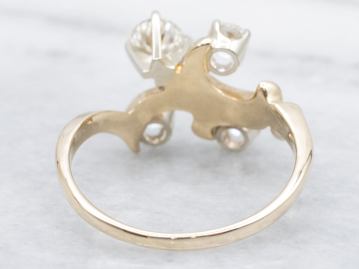 Scrolling Gold Vintage Multi-Diamond Ring