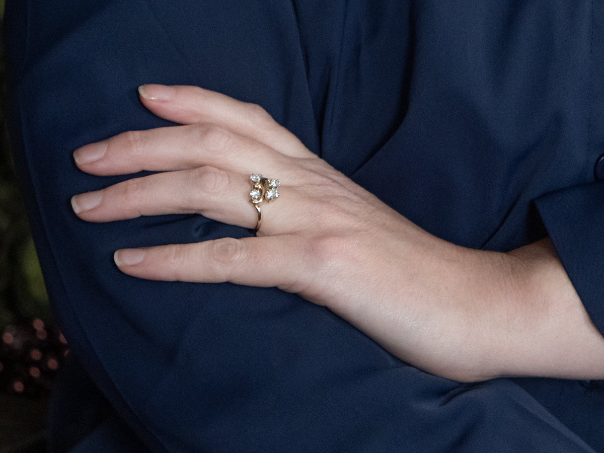 Scrolling Gold Vintage Multi-Diamond Ring