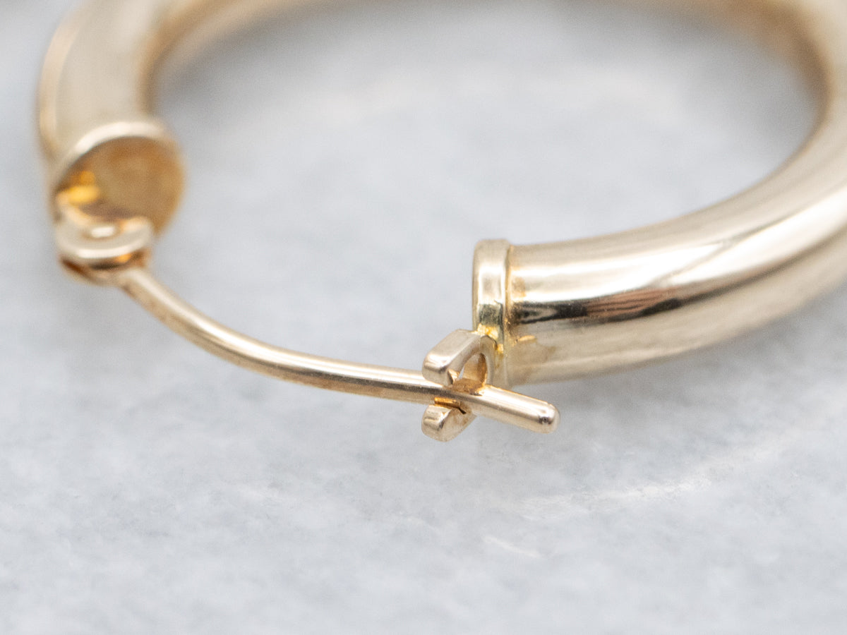Polished Yellow Gold Tube Hoop Earrings
