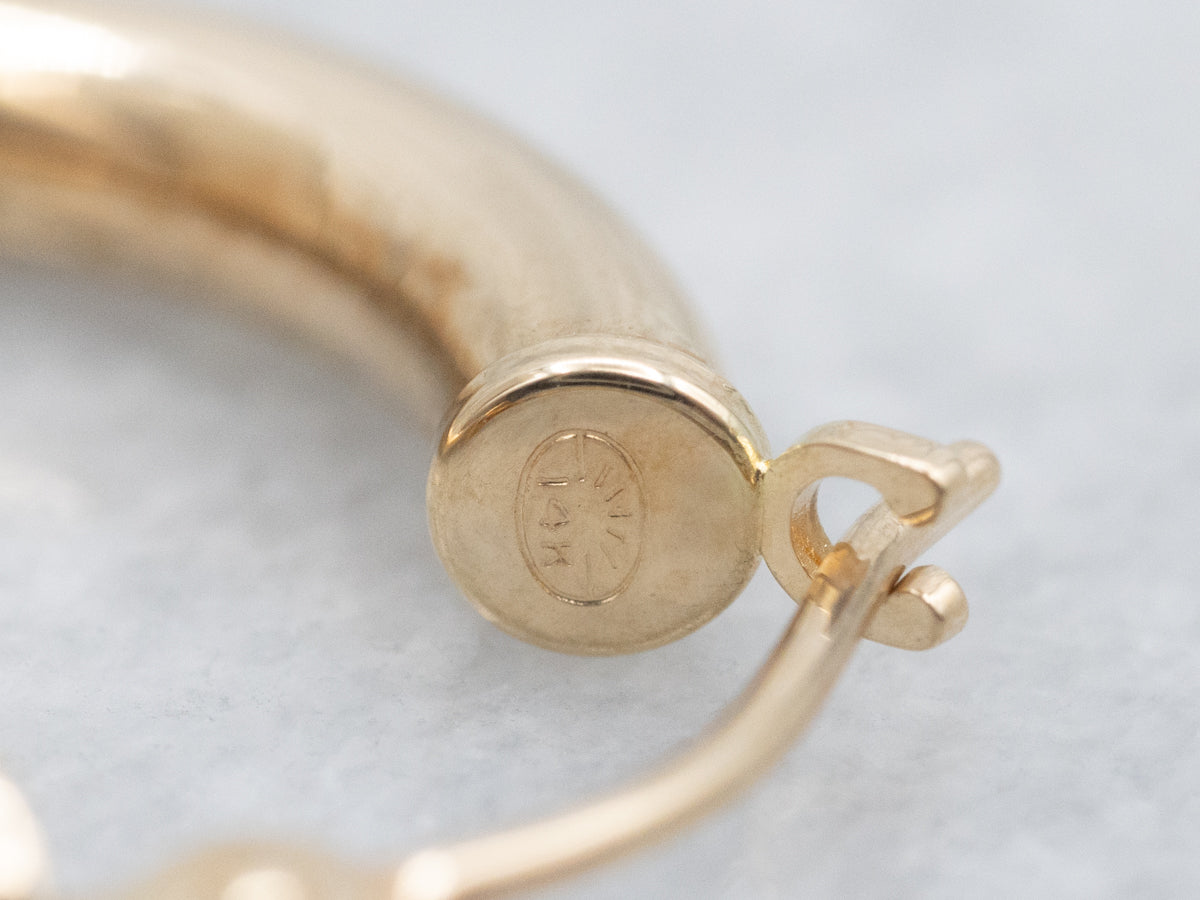 Polished Yellow Gold Tube Hoop Earrings