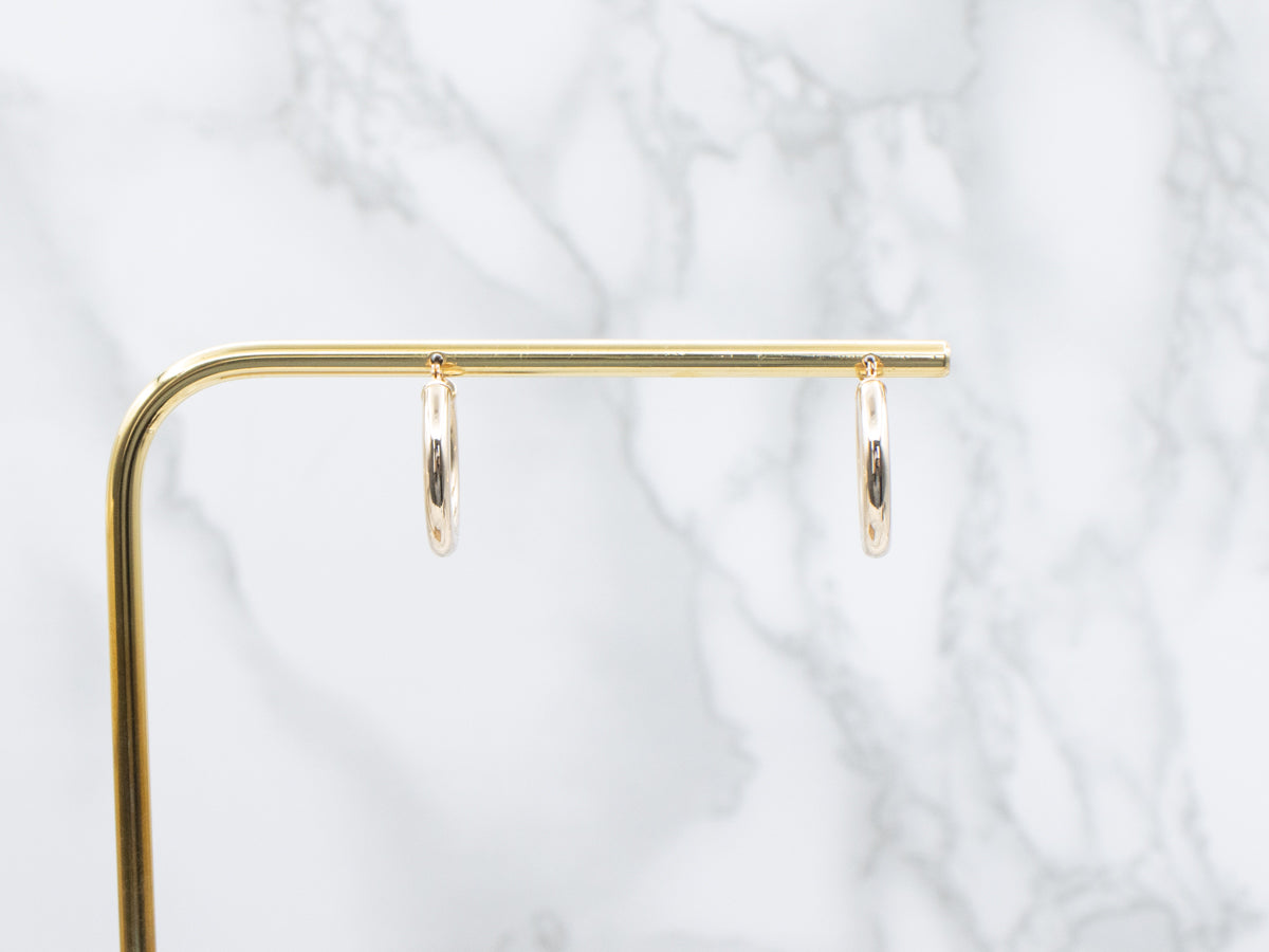Polished Yellow Gold Tube Hoop Earrings