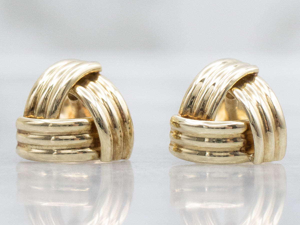 Triangle Knot Yellow Gold Stud Earrings