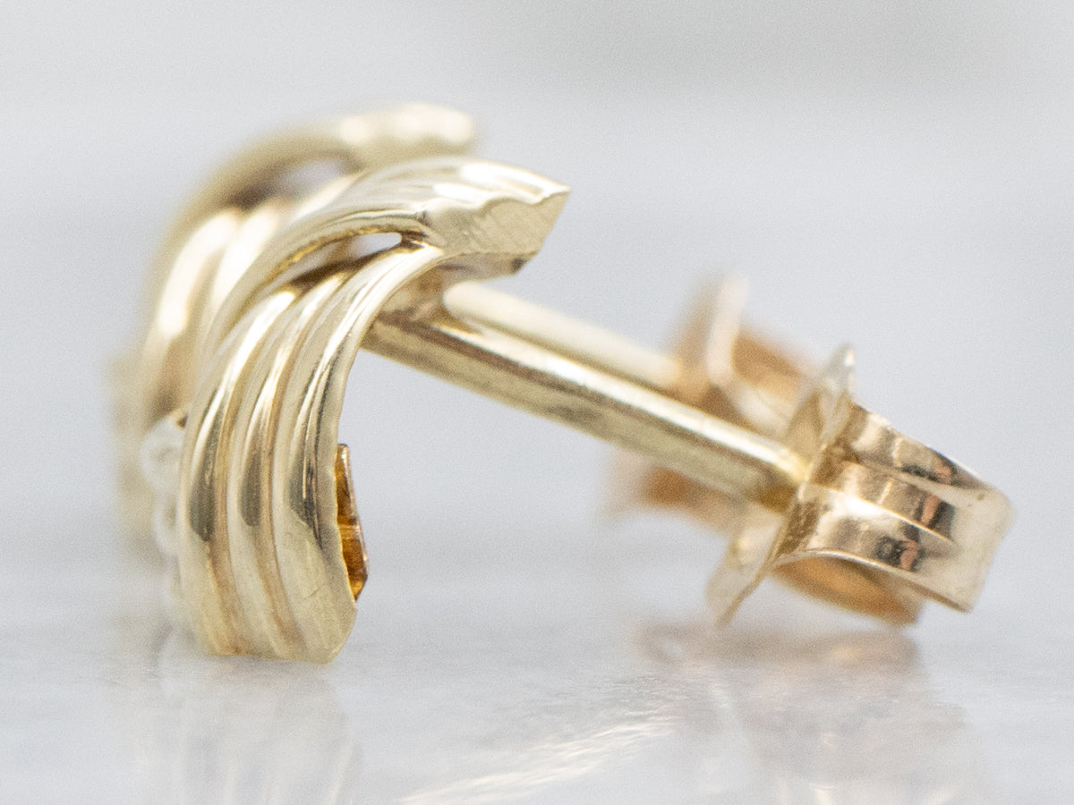 Triangle Knot Yellow Gold Stud Earrings