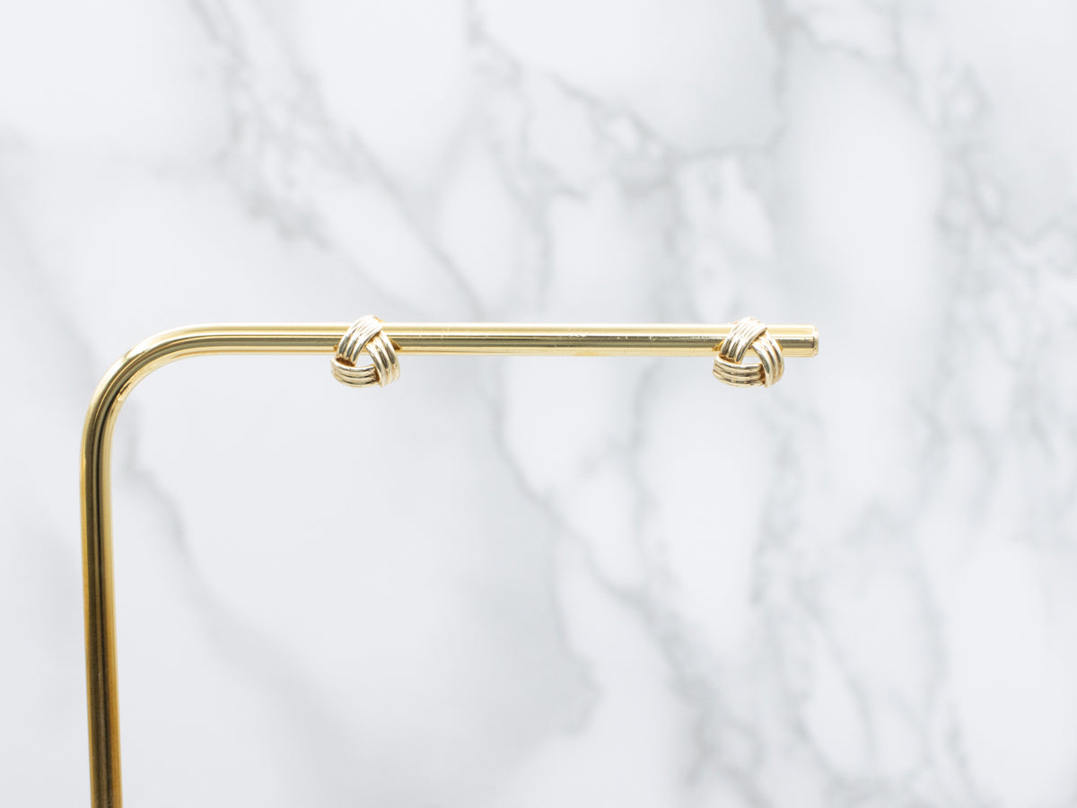 Triangle Knot Yellow Gold Stud Earrings