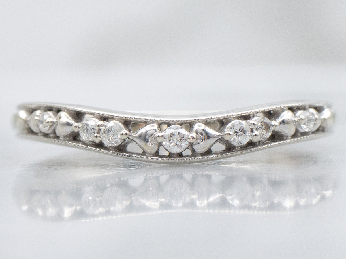 White Gold Sweetheart and Diamond Contour Band