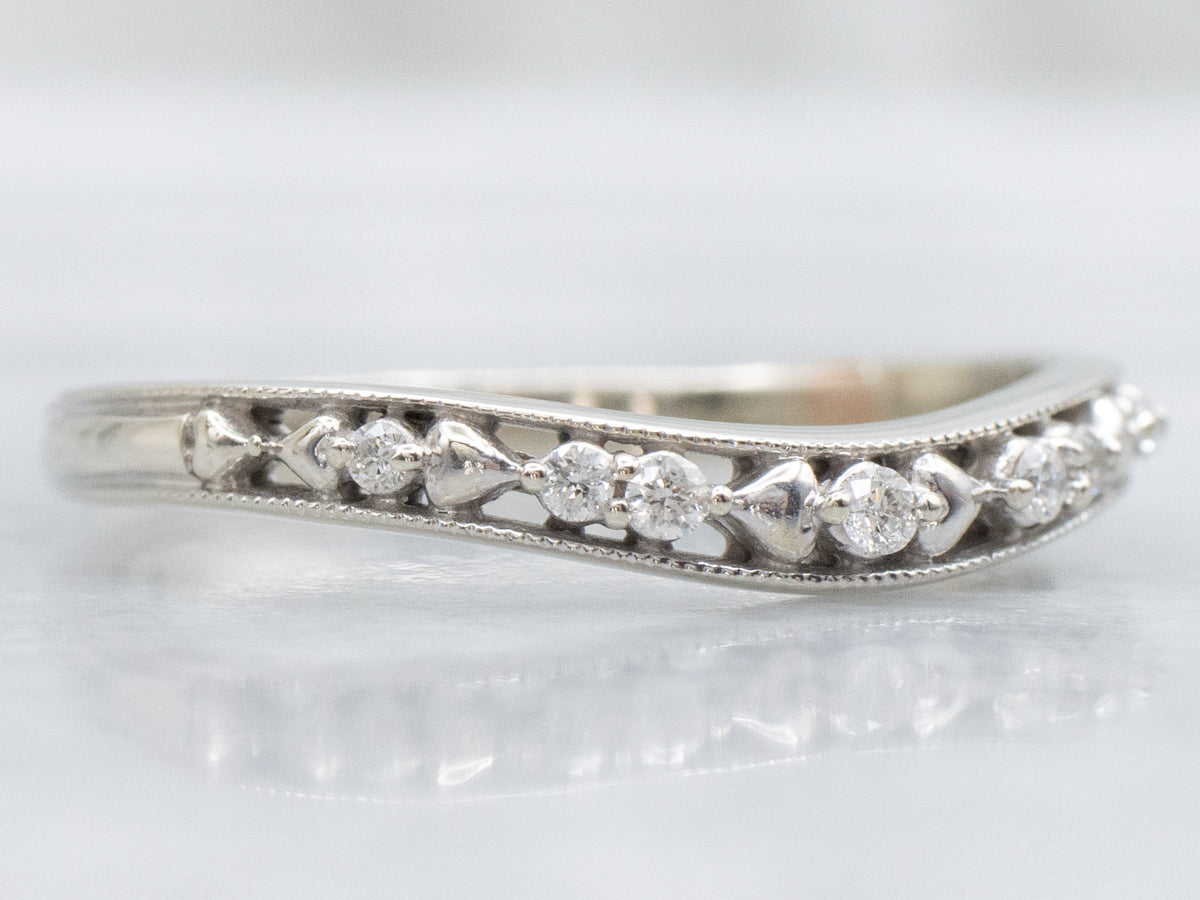 White Gold Sweetheart and Diamond Contour Band