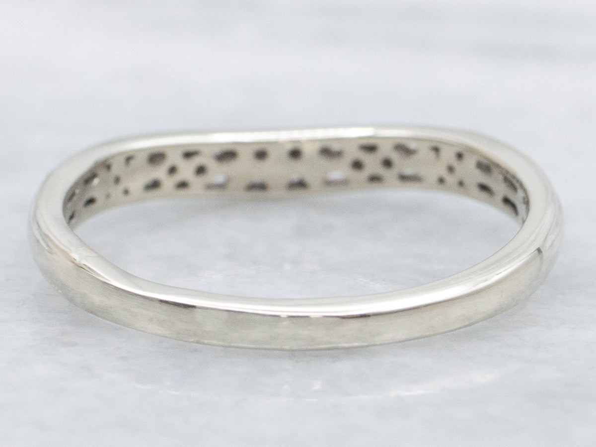 White Gold Sweetheart and Diamond Contour Band