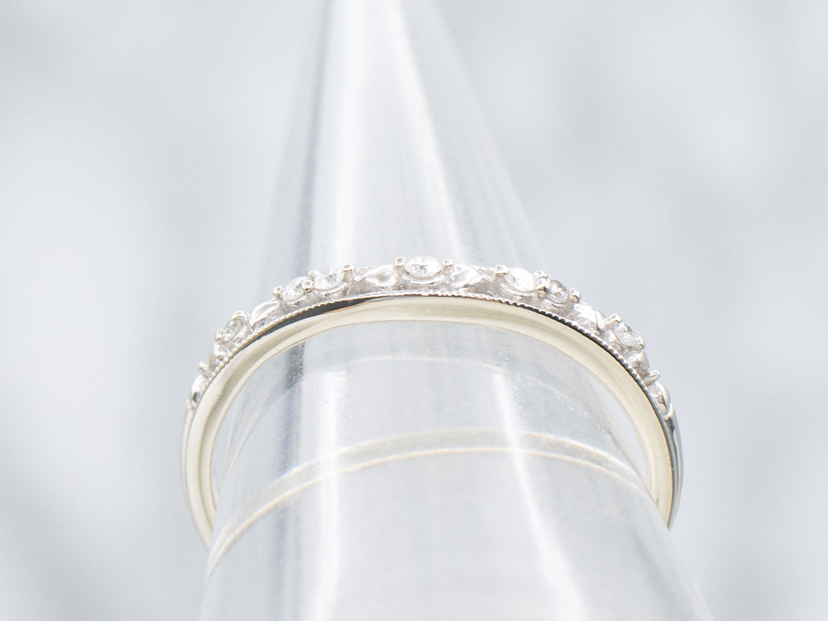 White Gold Sweetheart and Diamond Contour Band