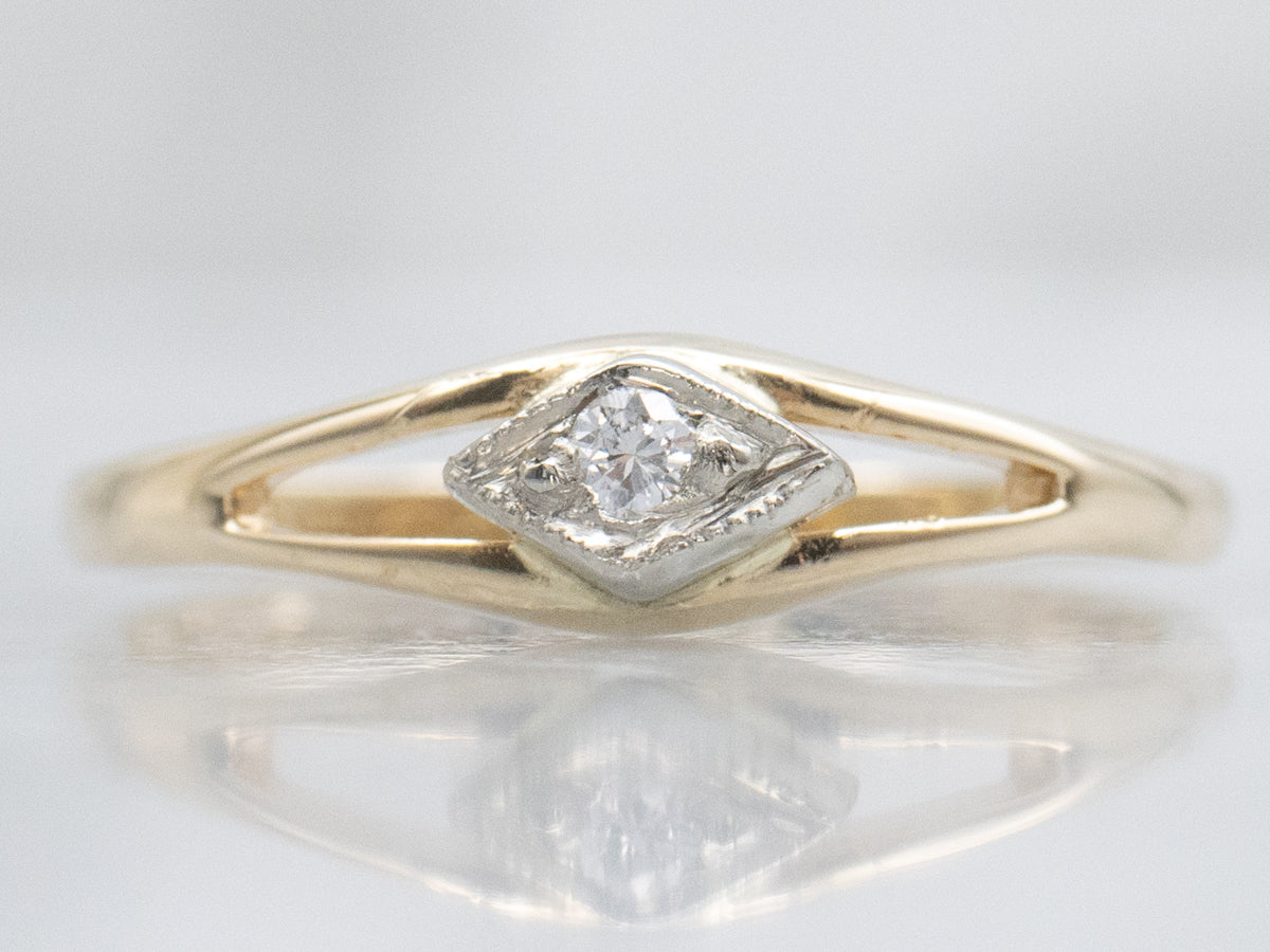 Vintage Two-Tone Gold Diamond Christening Ring