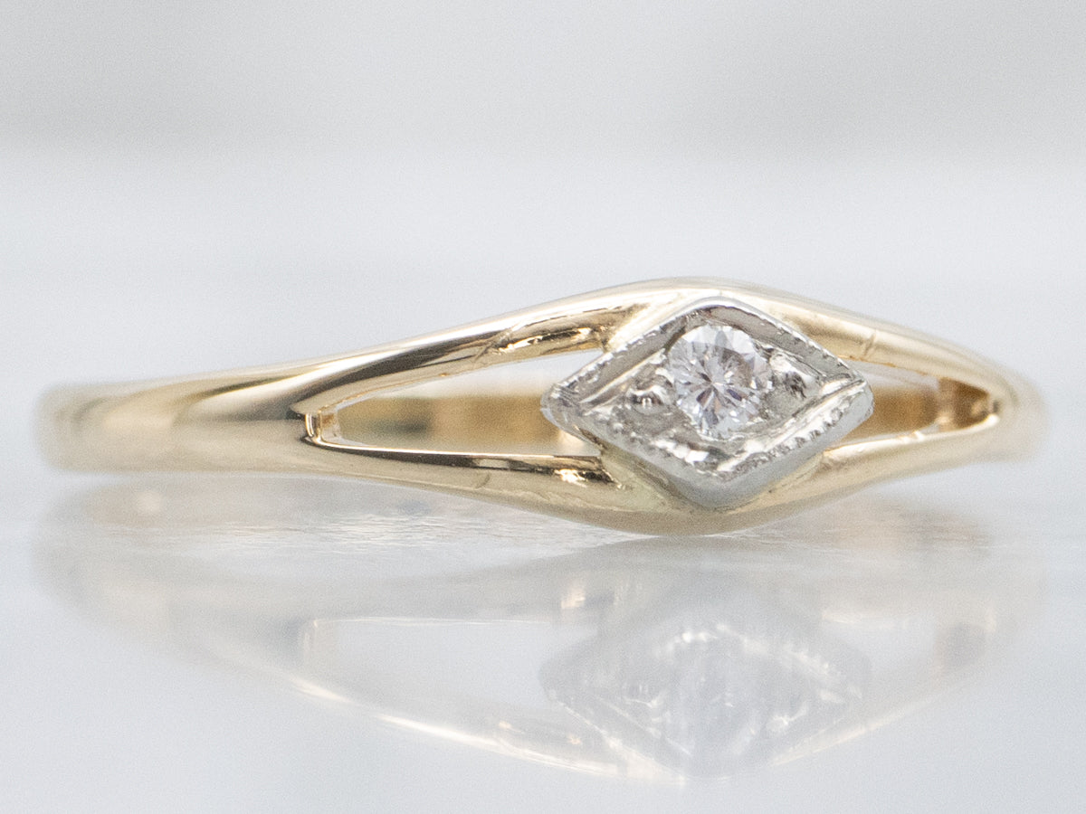 Vintage Two-Tone Gold Diamond Christening Ring