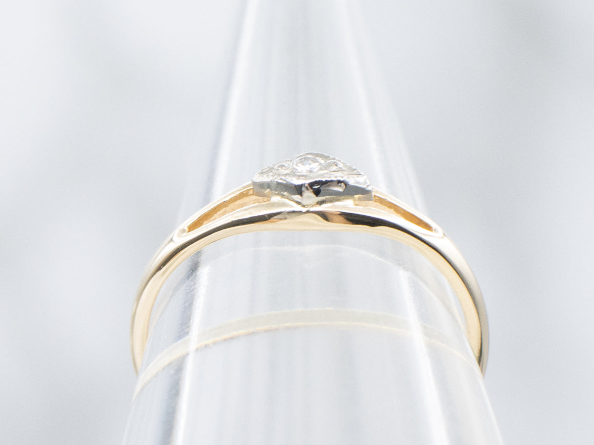 Vintage Two-Tone Gold Diamond Christening Ring