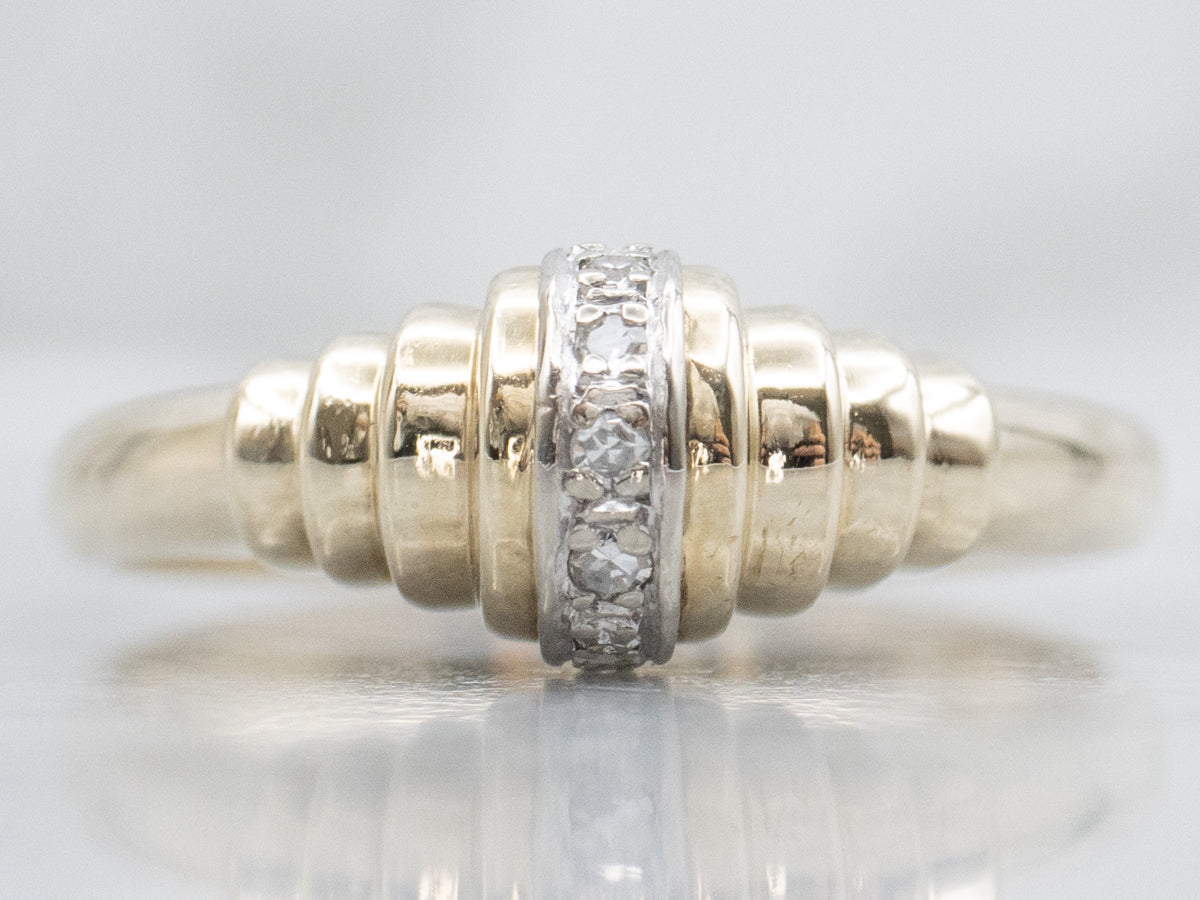 Vintage 1950s Gold and Diamond Domed Ring