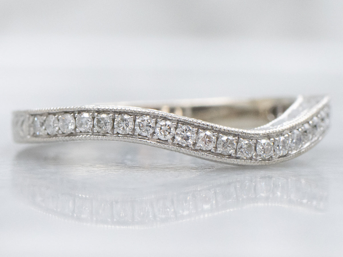 White Gold Diamond Enhancer Band with Engraved Details