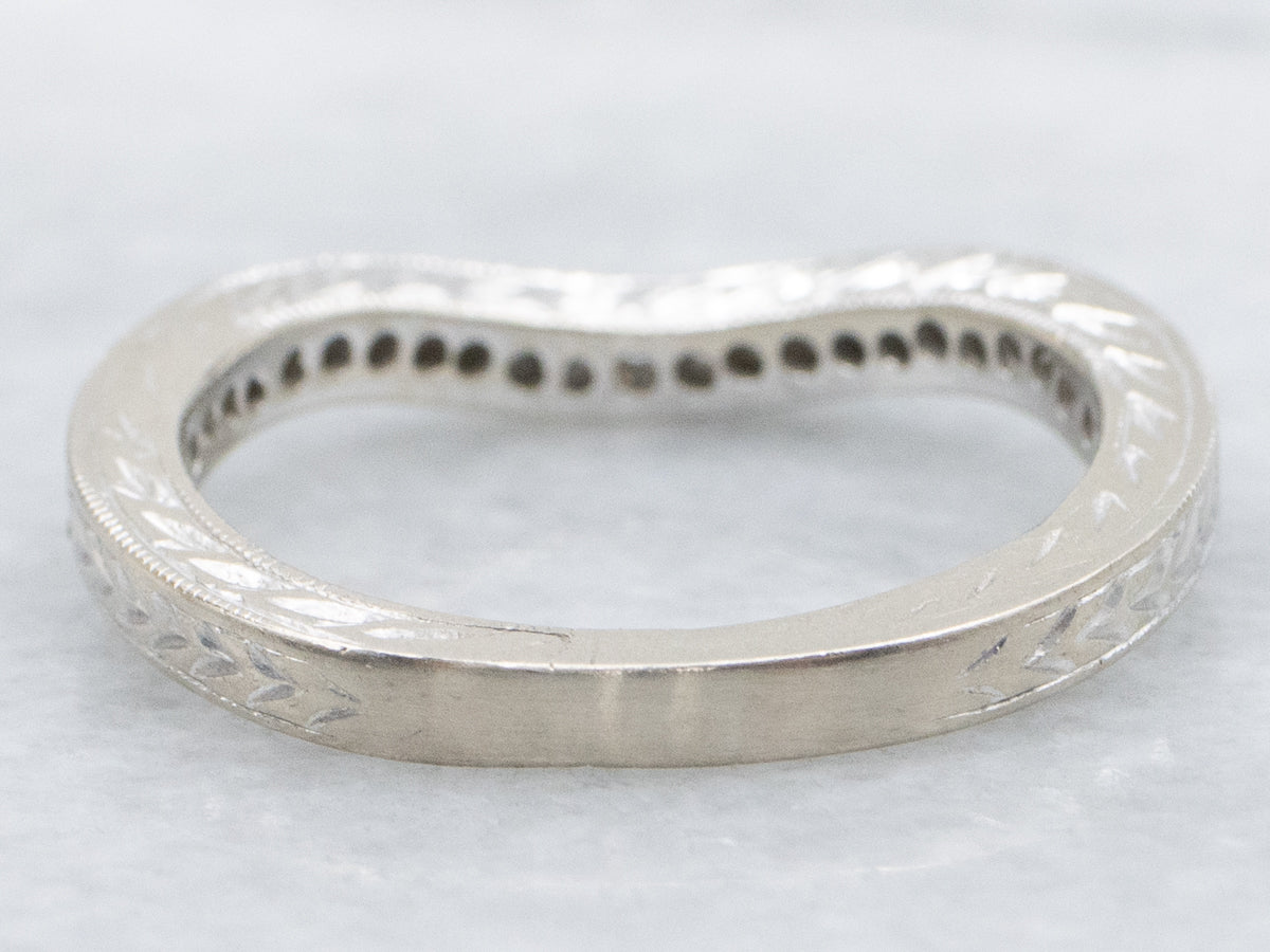 White Gold Diamond Enhancer Band with Engraved Details