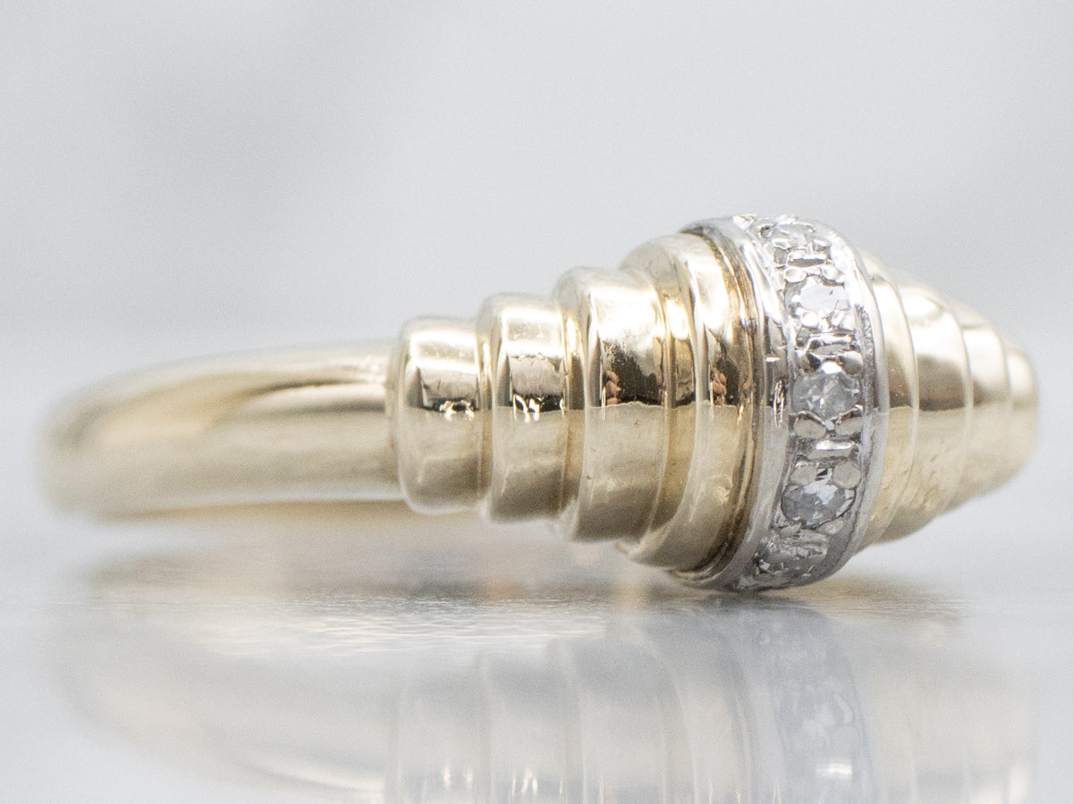 Vintage 1950s Gold and Diamond Domed Ring