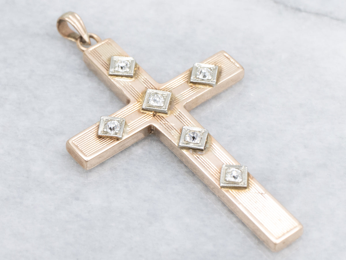 Antique Old Mine Cut Diamond Cross Pendant
