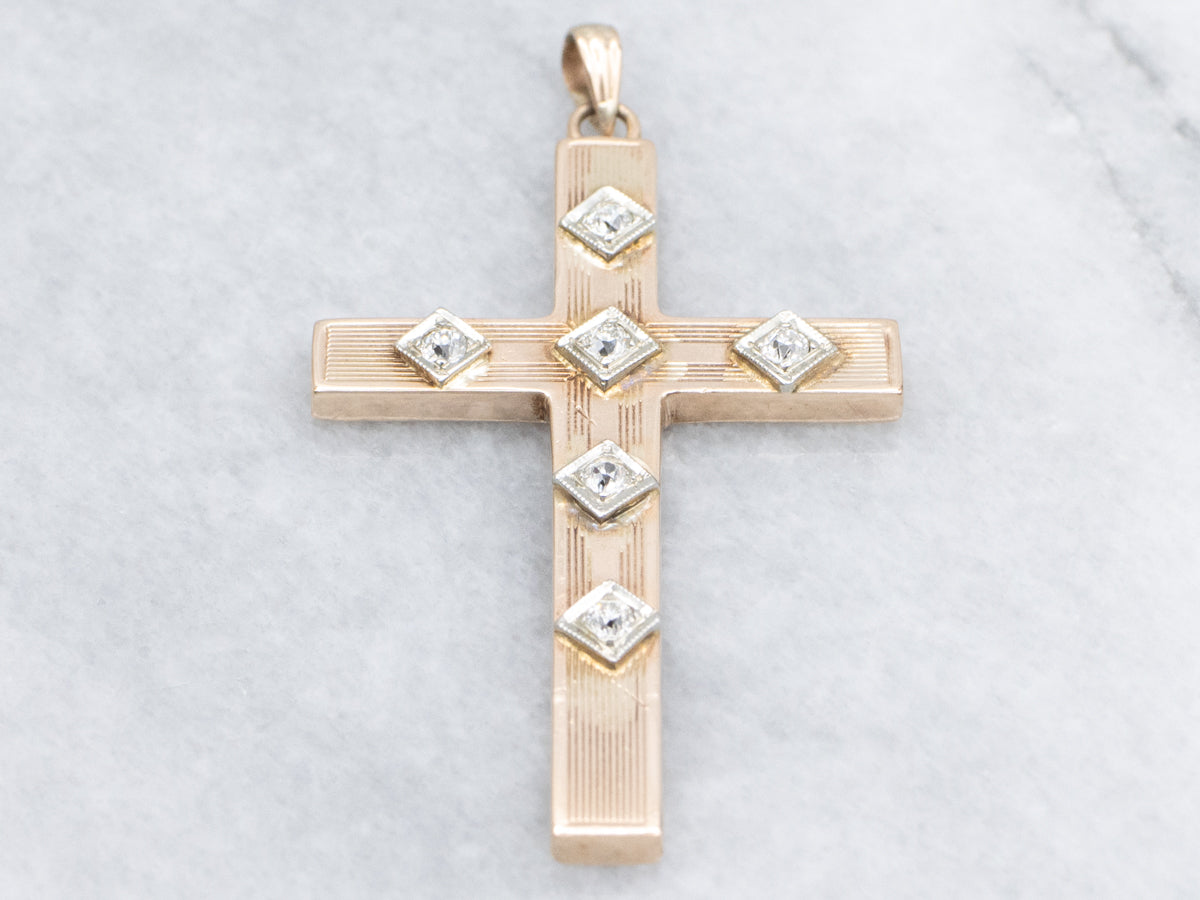 Antique Old Mine Cut Diamond Cross Pendant