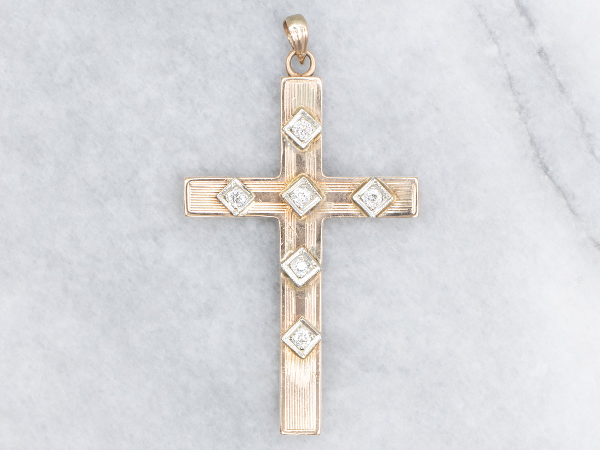 Antique Old Mine Cut Diamond Cross Pendant
