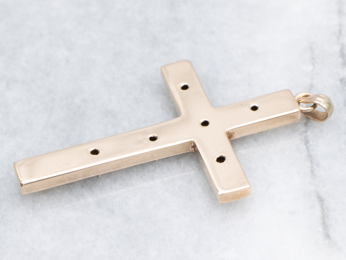 Antique Old Mine Cut Diamond Cross Pendant