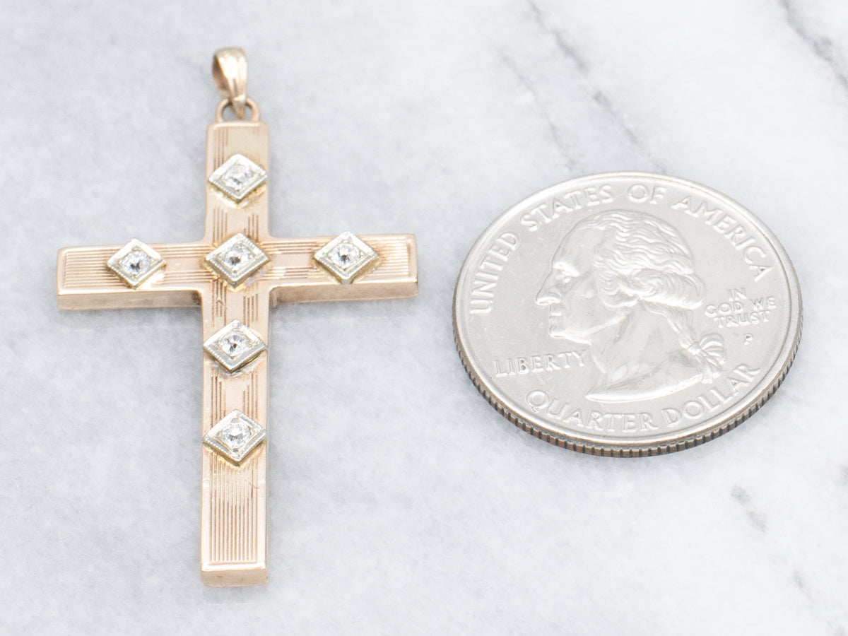 Antique Old Mine Cut Diamond Cross Pendant