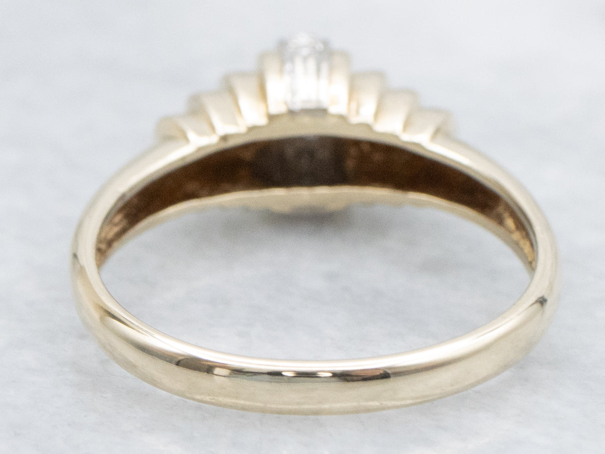 Vintage 1950s Gold and Diamond Domed Ring
