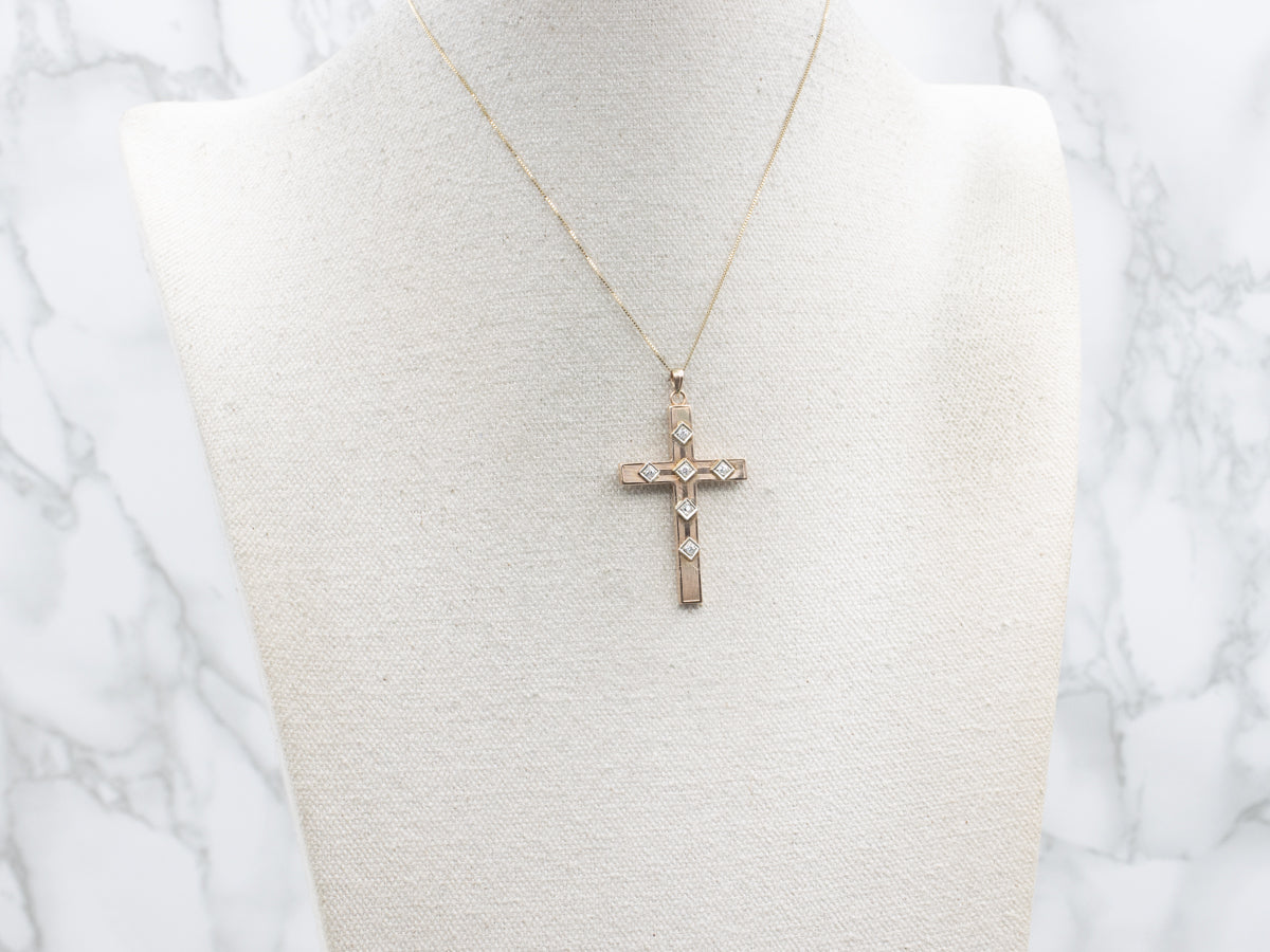 Antique Old Mine Cut Diamond Cross Pendant