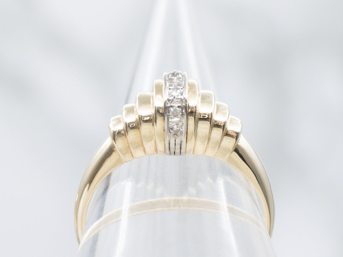 Vintage 1950s Gold and Diamond Domed Ring