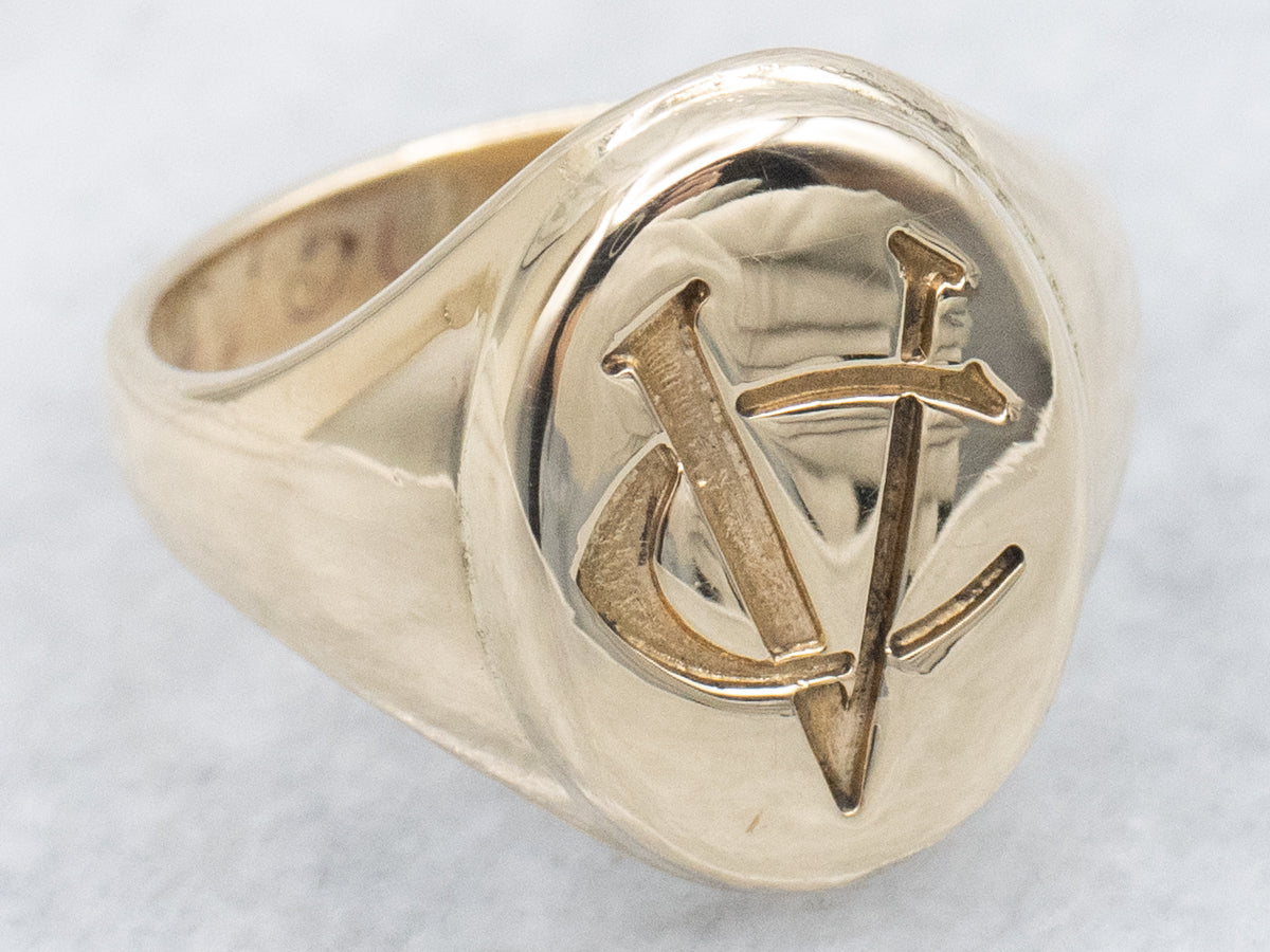 Vintage Gold Dieges and Clust "VC" Monogrammed Signet Ring