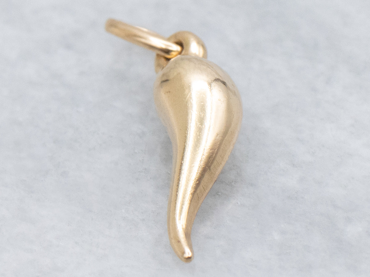 Mini Yellow Gold Italian Horn Charm Pendant